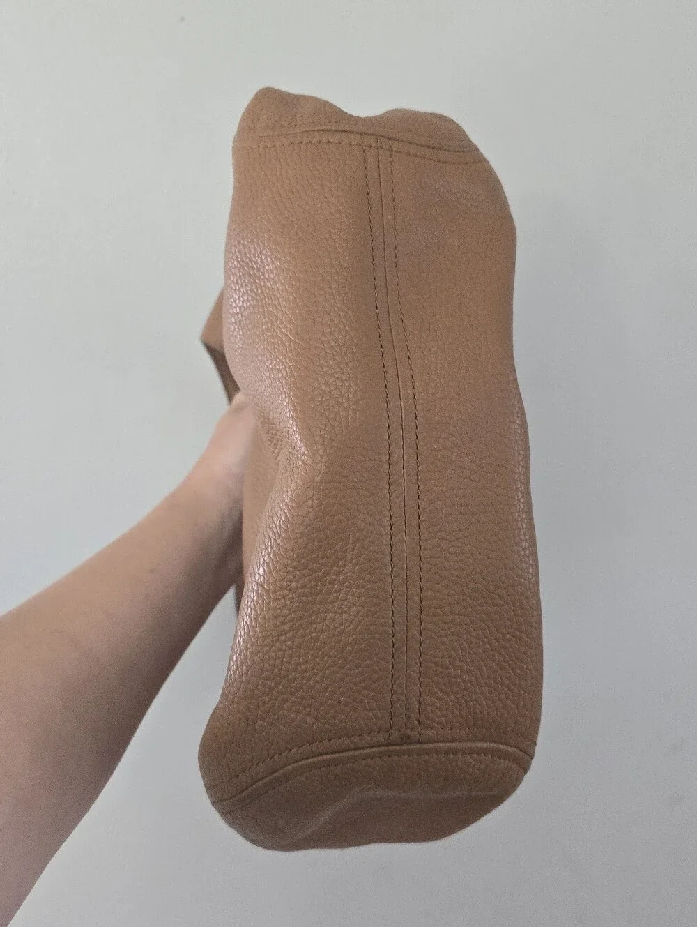 Michael Kors Tan Pebbled Leather Hobo with Gold Logo Charm
